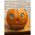Antique 1920s Halloween German LARGE Jack o' Lantern JOL Pressed Cardboard 8"