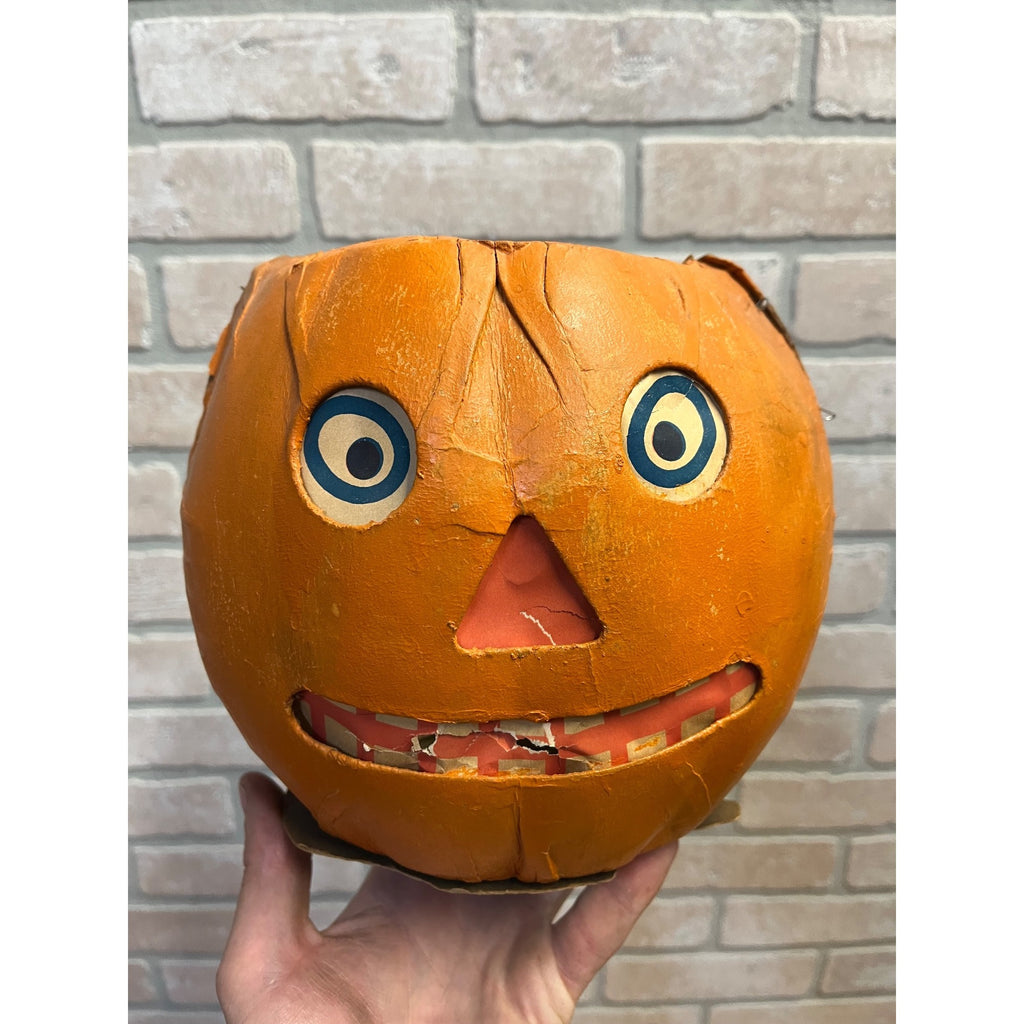 Antique 1920s Halloween German LARGE Jack o' Lantern JOL Pressed Cardboard 8"