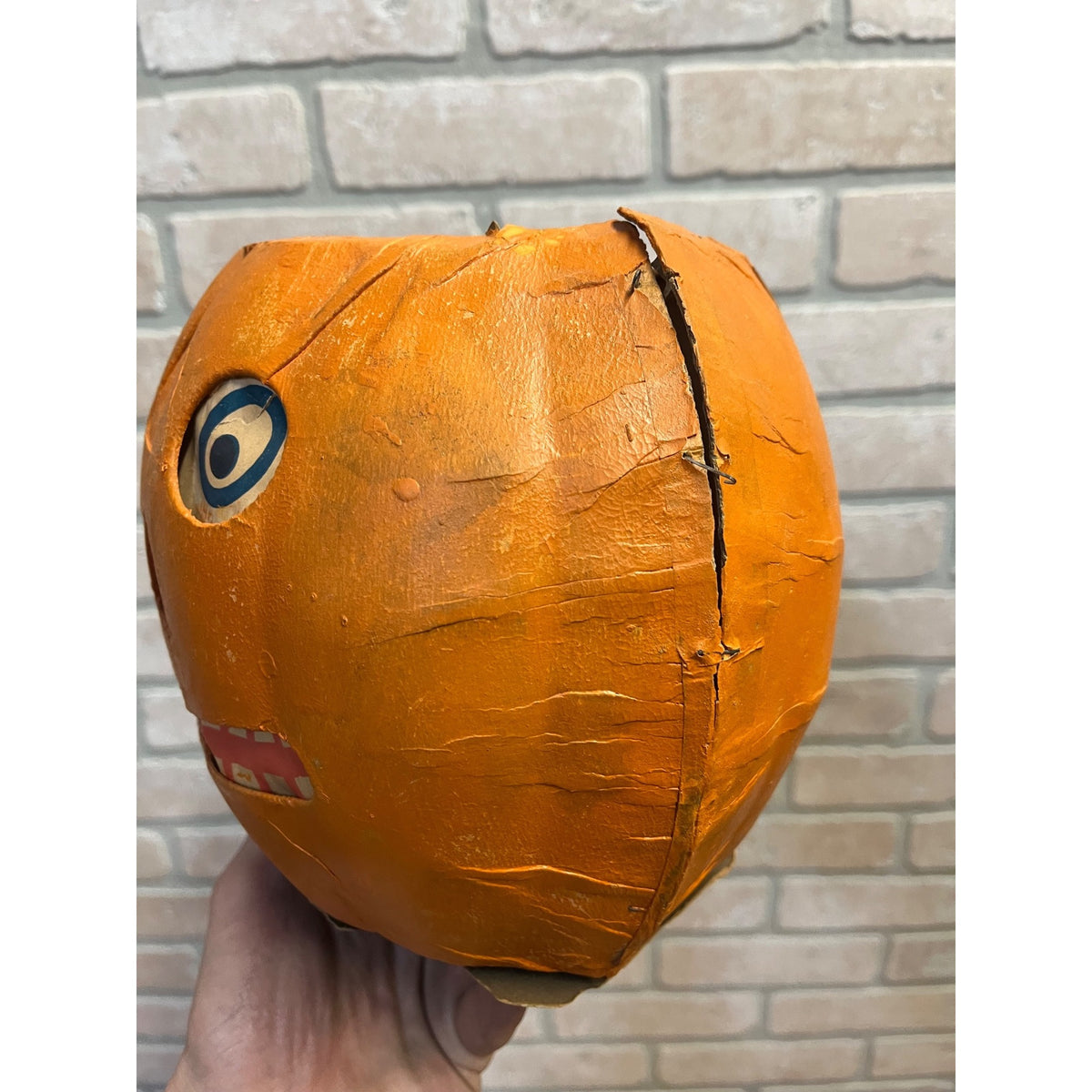 Antique 1920s Halloween German LARGE Jack o' Lantern JOL Pressed Cardboard 8"