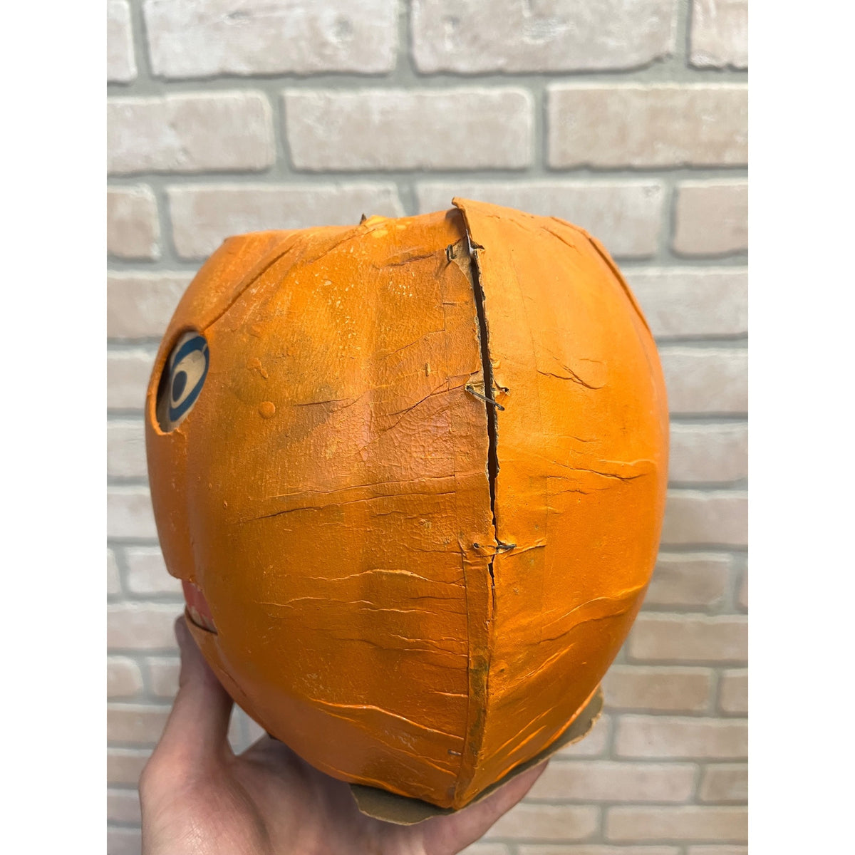 Antique 1920s Halloween German LARGE Jack o' Lantern JOL Pressed Cardboard 8"
