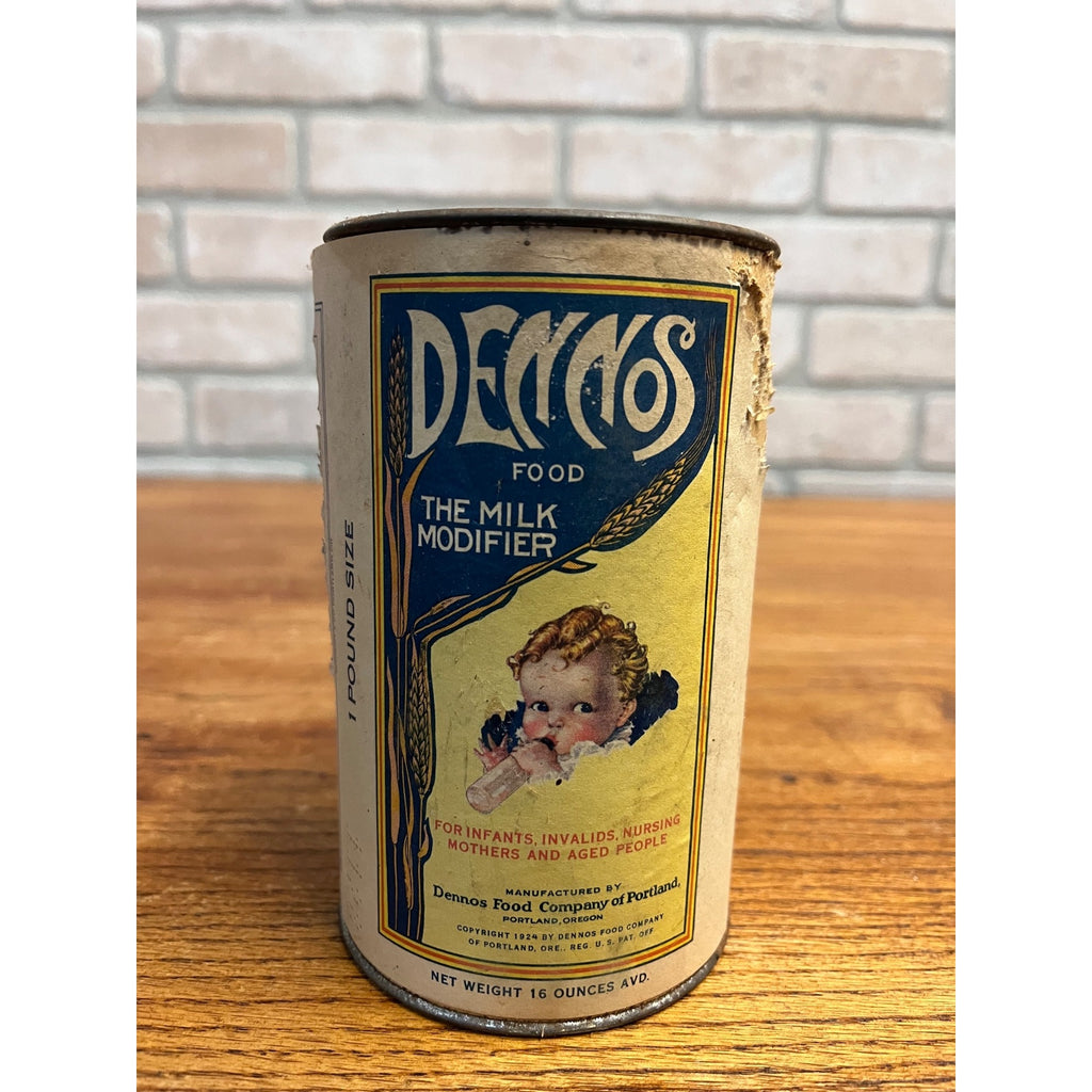 Vintage 1924 Dennos Baby Food Milk Modifier Portland, OR FULL Can Advertising