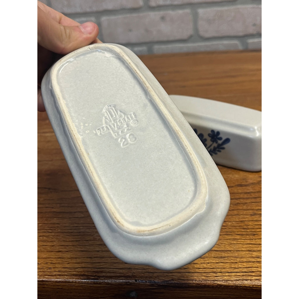 Pfalzgraff Yorktown Covered Butter Dish, Pfalzgraff Stoneware Butter Dish Blue