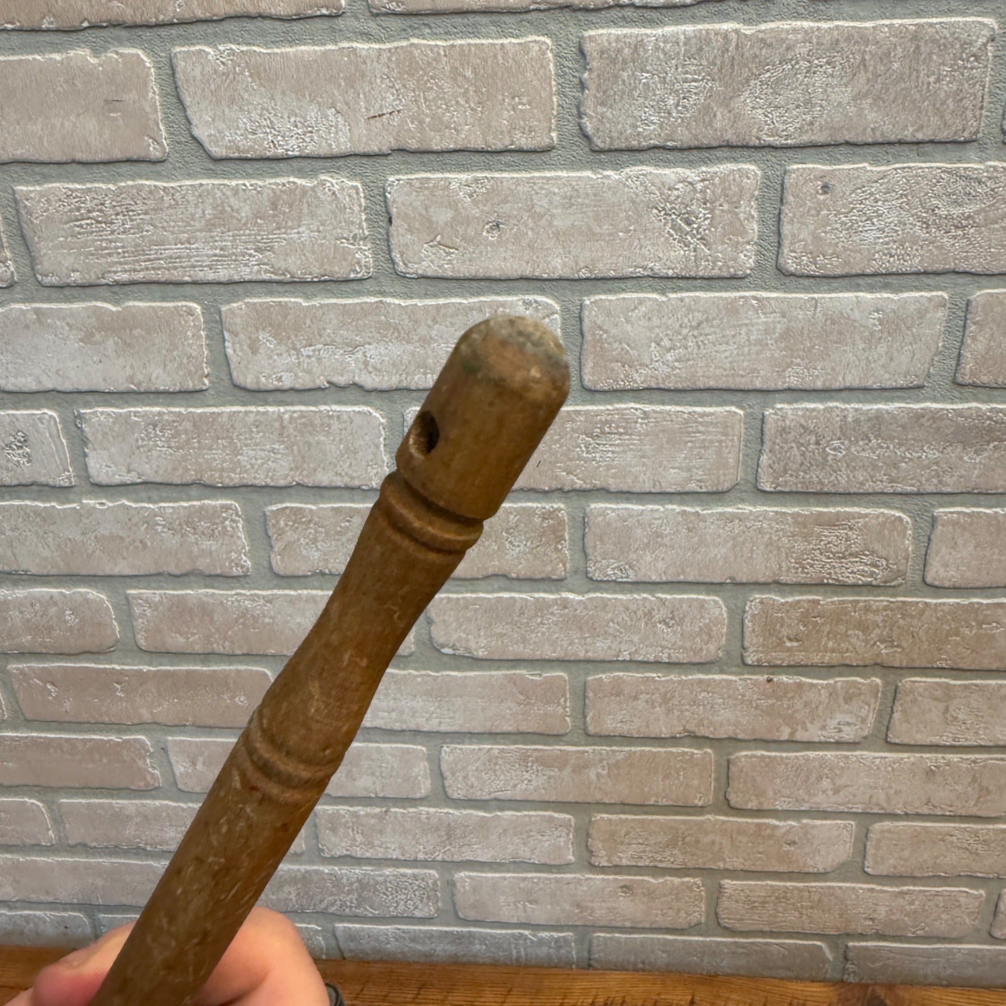 Vintage Wooden Meat Tenderizer With Carved Handle Primitive Kitchen Decor