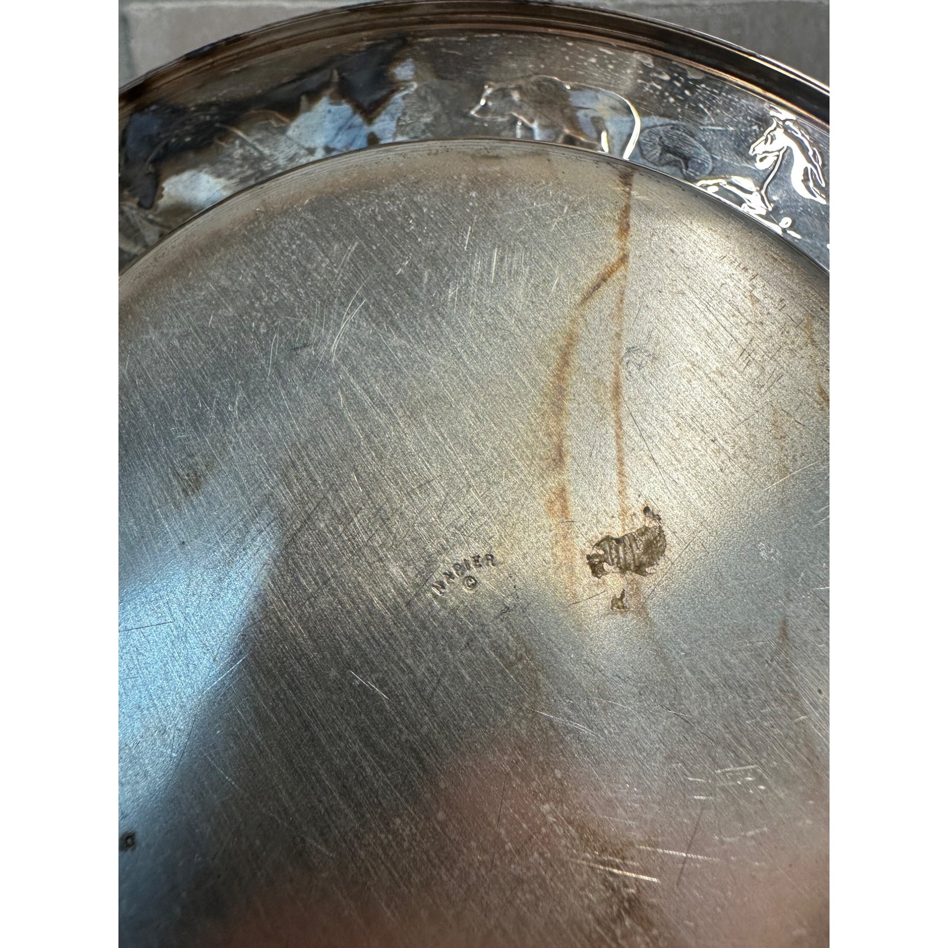 Napier Child's Silver Bowl Plated Decorated w Animal Parade 6-3/4"