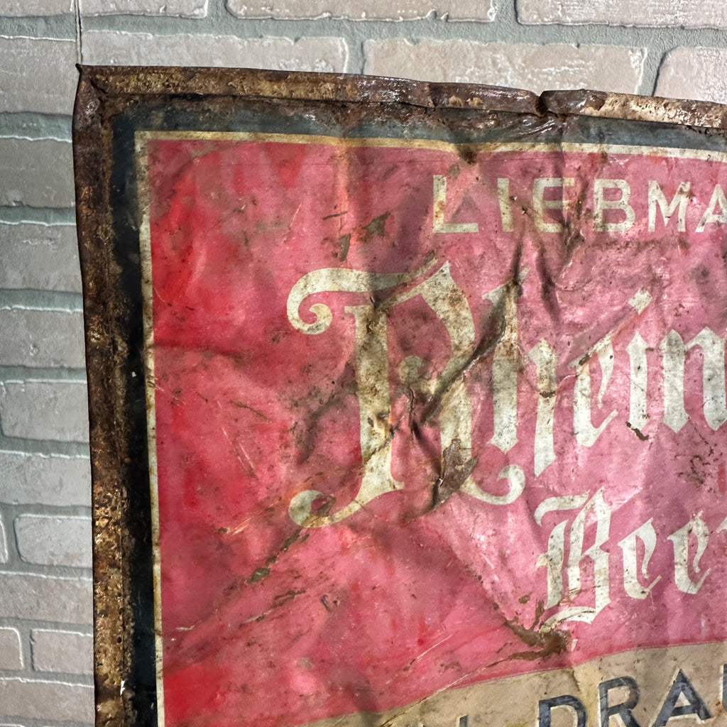 RARE Liebmann Rheingold Beer On Draught Tin Advertising Sign New York Breweries
