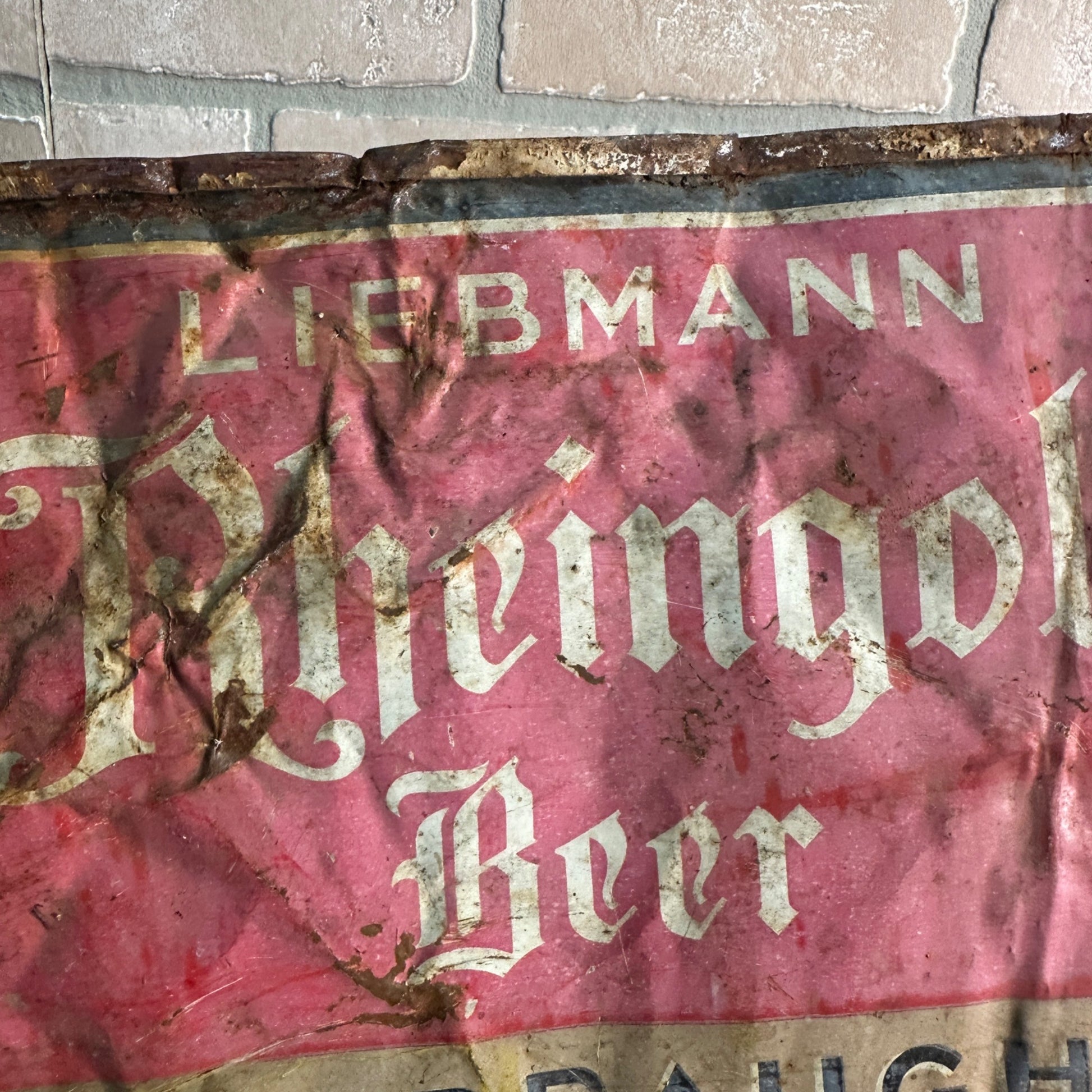 RARE Liebmann Rheingold Beer On Draught Tin Advertising Sign New York Breweries