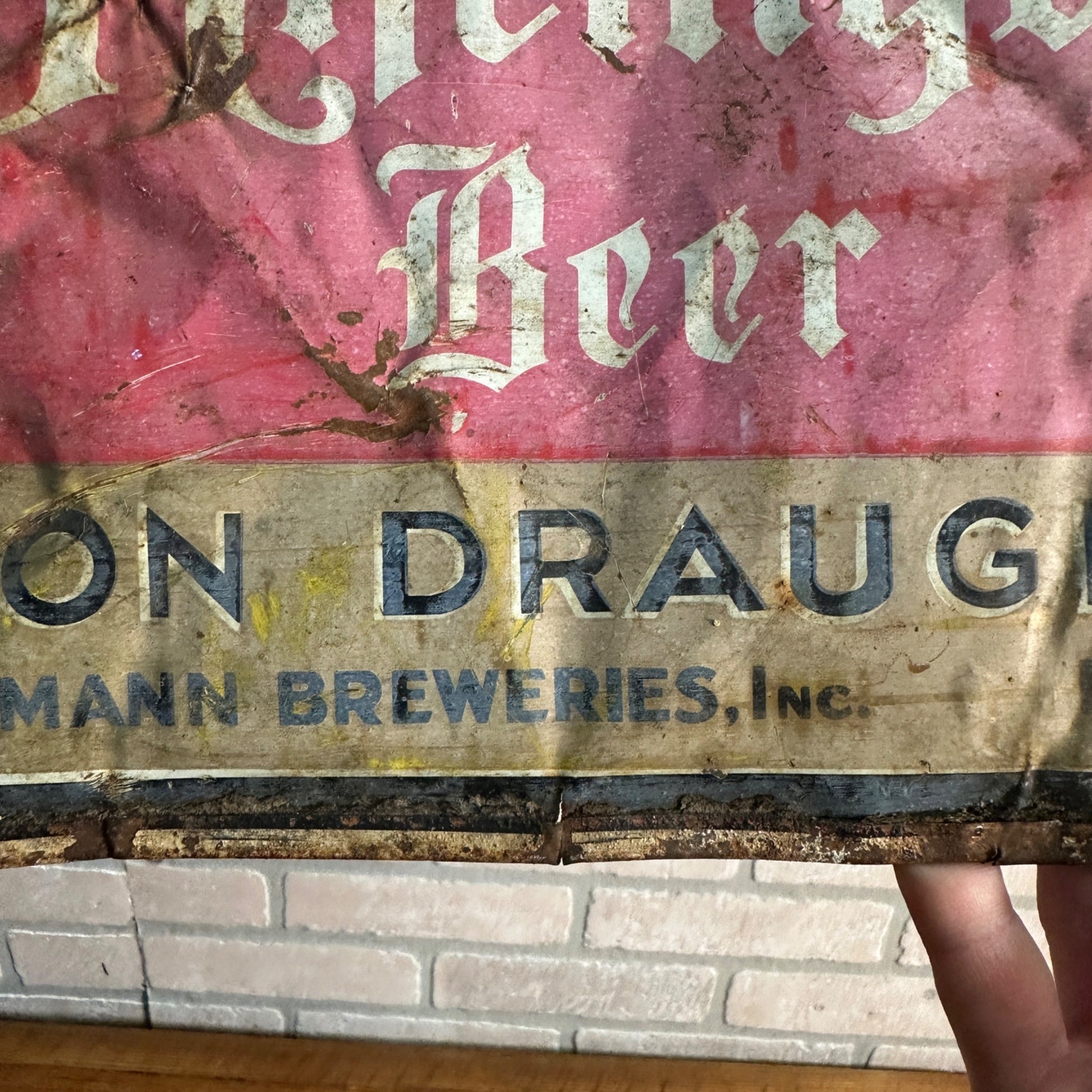 RARE Liebmann Rheingold Beer On Draught Tin Advertising Sign New York Breweries