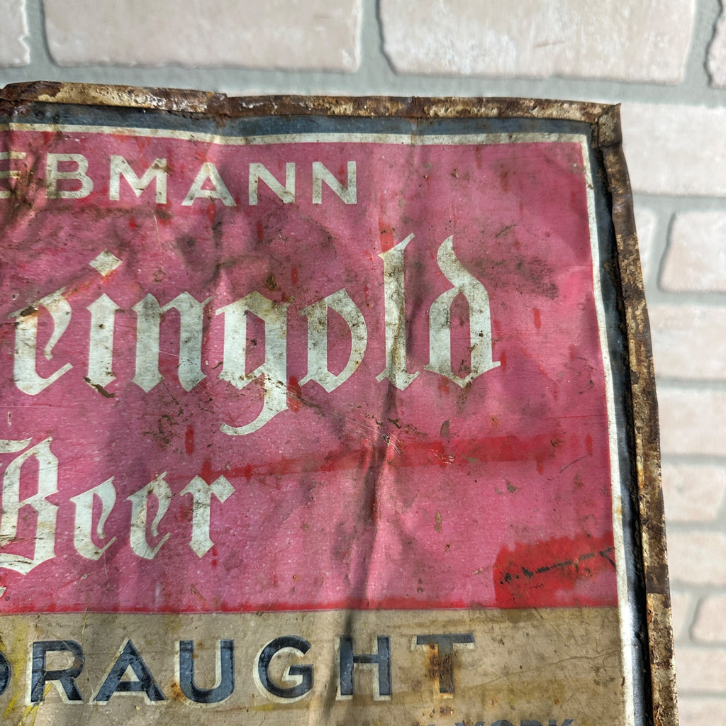 RARE Liebmann Rheingold Beer On Draught Tin Advertising Sign New York Breweries