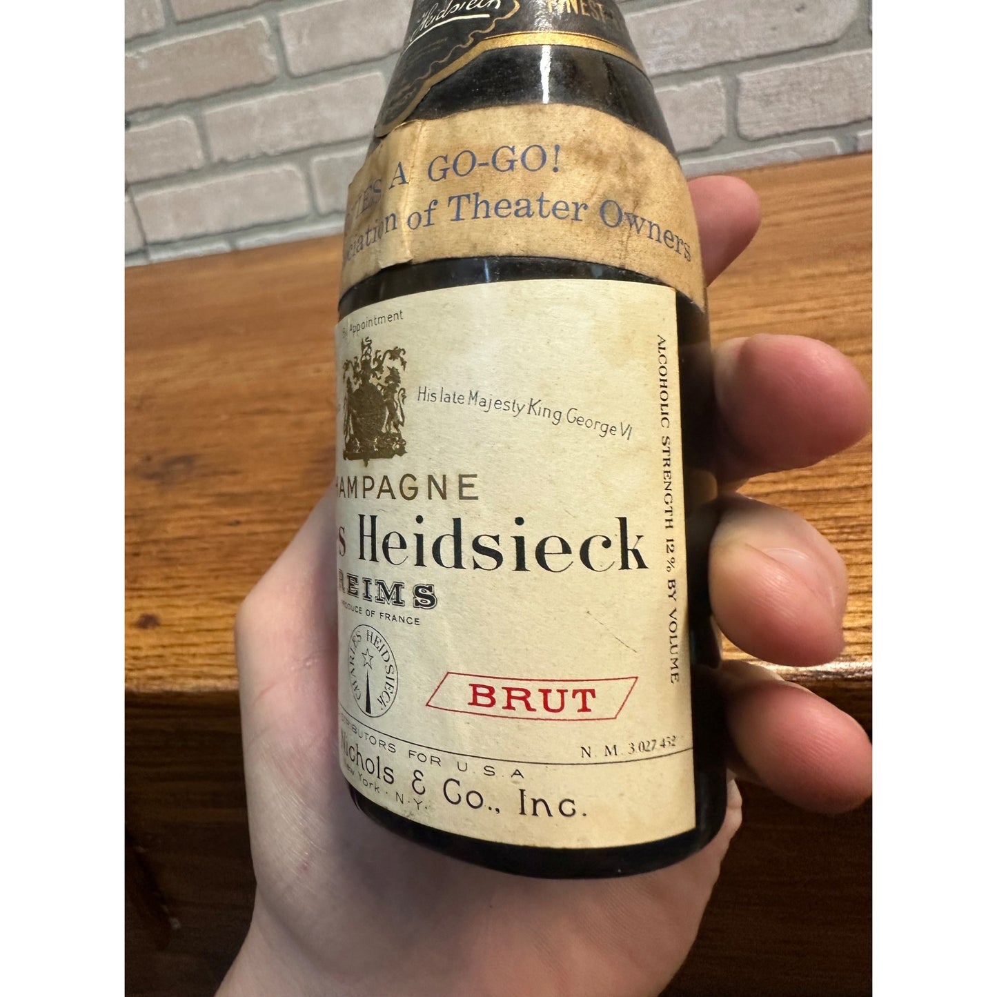RARE - Vintage c1960s Charles Heidsieck Champagne Liqueur Bottle w/ Seal