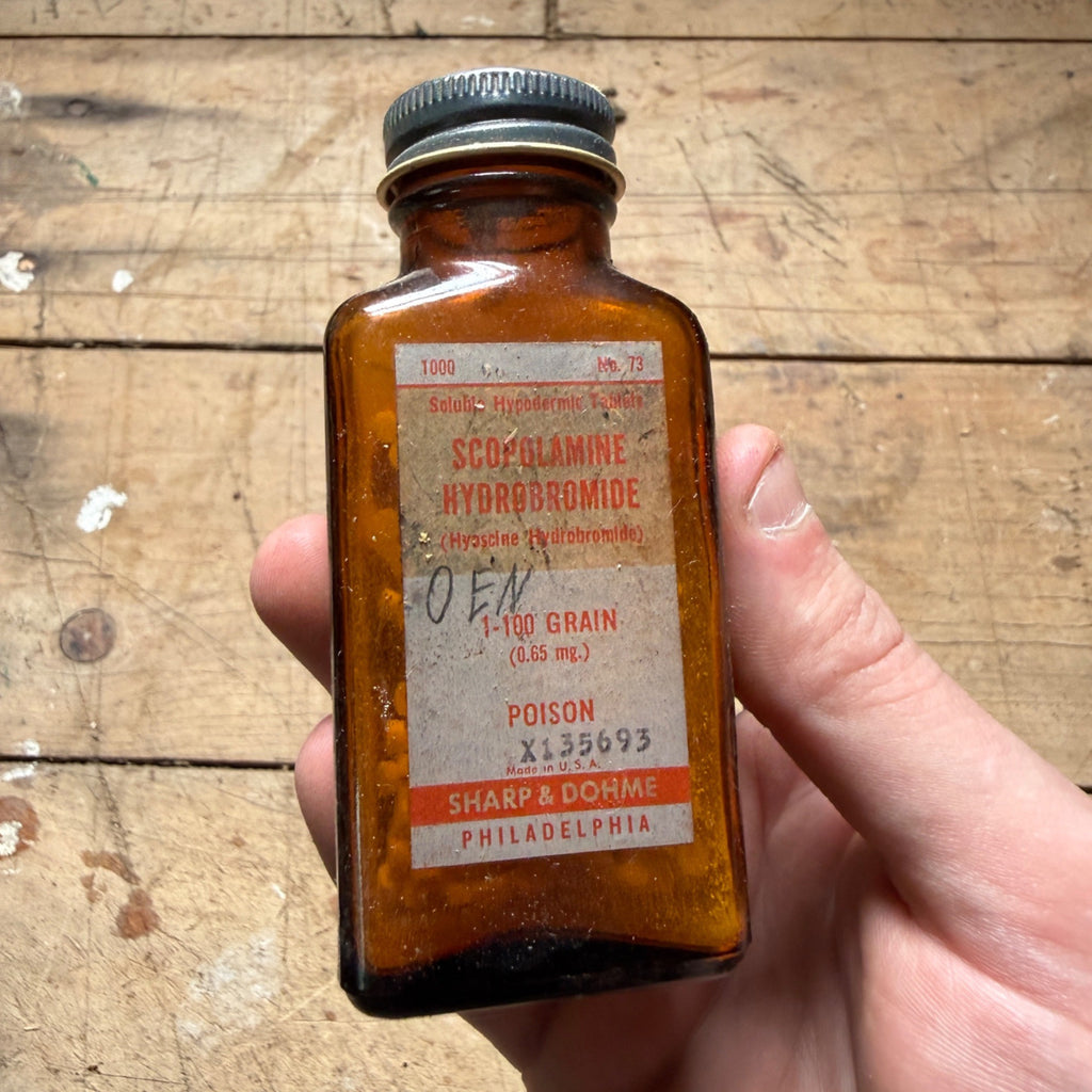 Vintage Scopolamine Hydrobromide Poison Drug Store Bottle Sharp & Dohme