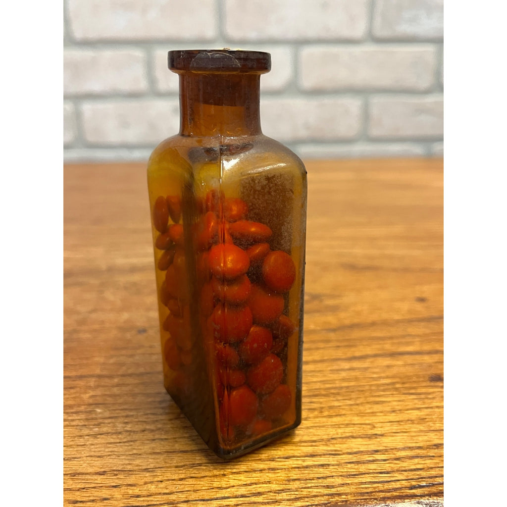 Vintage Parke Davis No 506 Cold Tablets Amber Drug Store Bottle Label Unopened
