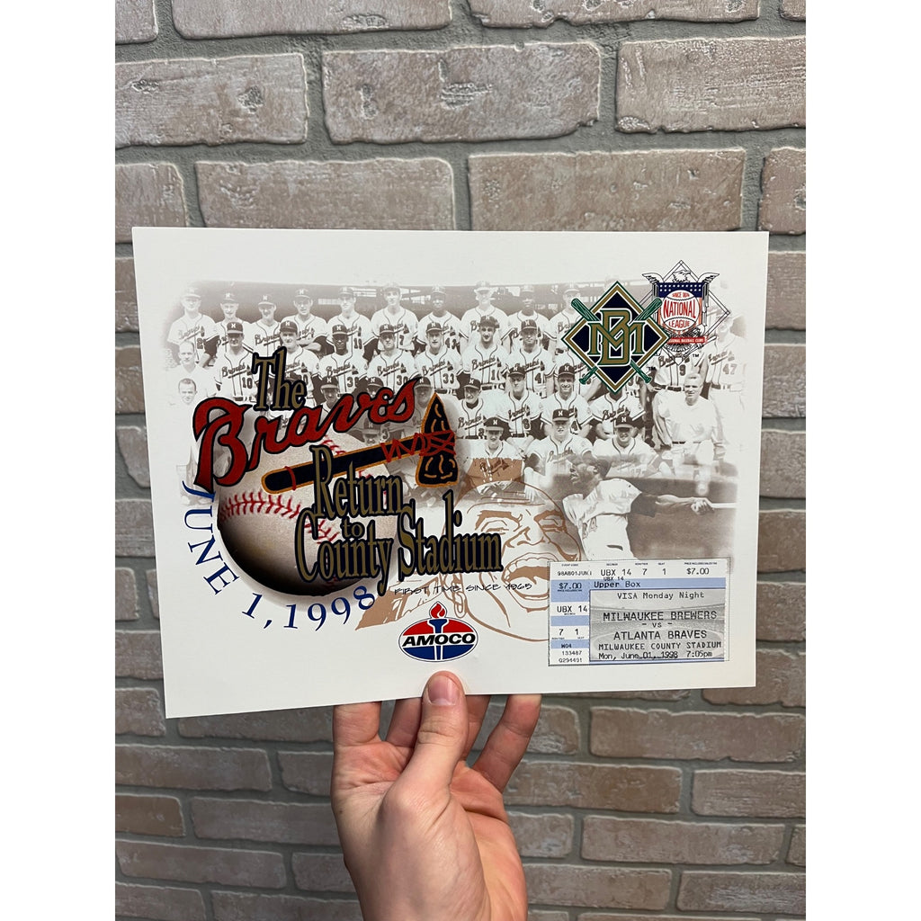 The Atlanta Braves Return To Milwaukee County Stadium June 1, 1998 Ticket Stub
