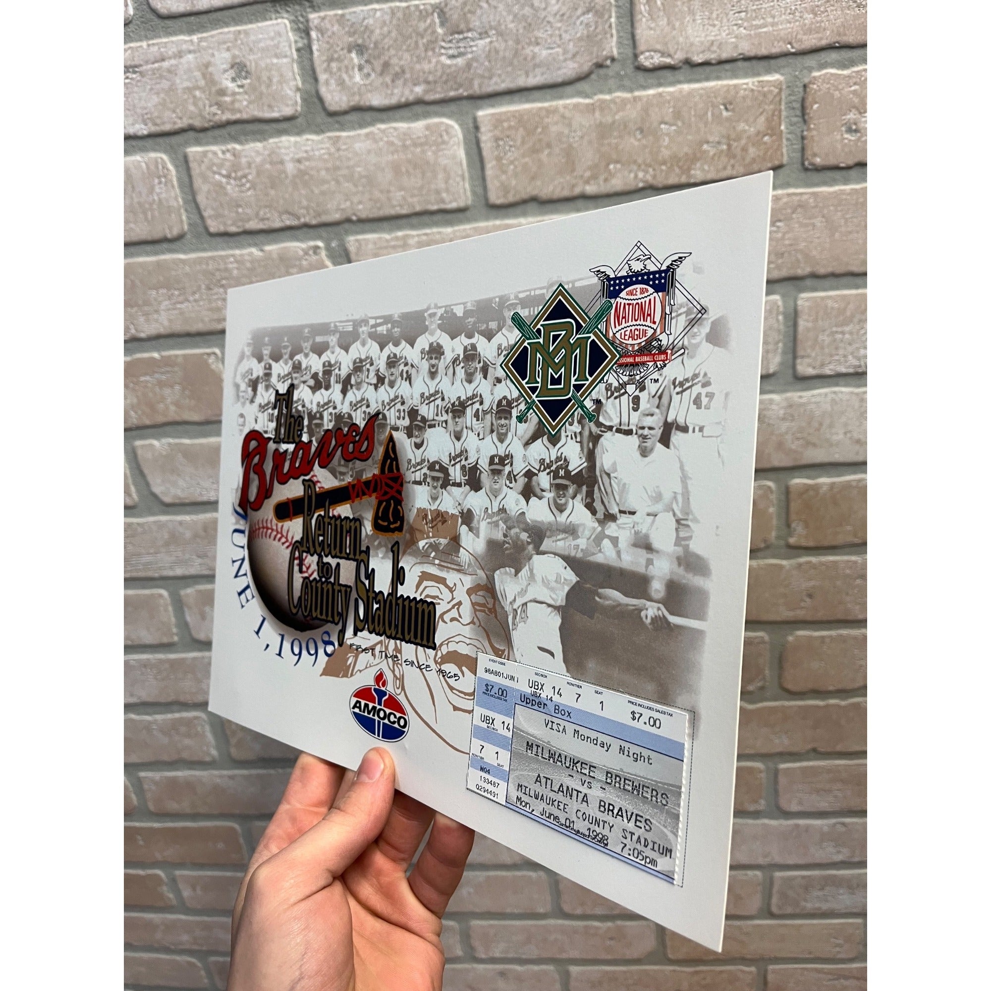 The Atlanta Braves Return To Milwaukee County Stadium June 1, 1998 Ticket Stub