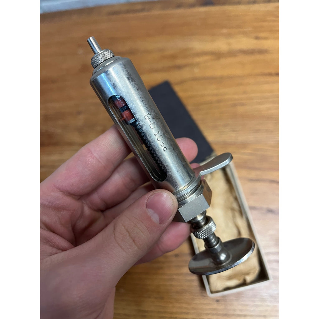 Vintage 1940s B-D Veterinary Syringe No. 507/10 Becton-Dickinson Co. w/ Box