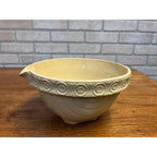 Antique Primitive McCoy Yellow Ware Draped Dots 9" Mixing Batter Bowl w/ Spout