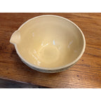 Antique Primitive McCoy Yellow Ware Draped Dots 9" Mixing Batter Bowl w/ Spout