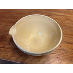 Antique Primitive McCoy Yellow Ware Draped Dots 9" Mixing Batter Bowl w/ Spout