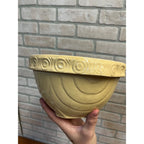 Antique Primitive McCoy Yellow Ware Draped Dots 9" Mixing Batter Bowl w/ Spout
