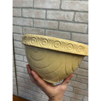 Antique Primitive McCoy Yellow Ware Draped Dots 9" Mixing Batter Bowl w/ Spout