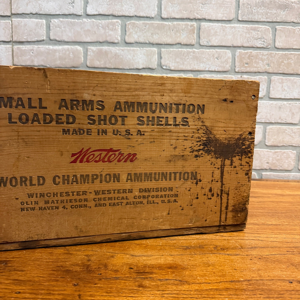 Vintage Western Super X Wooden Ammo Box Crate 10ga Shot Shells Small Arms