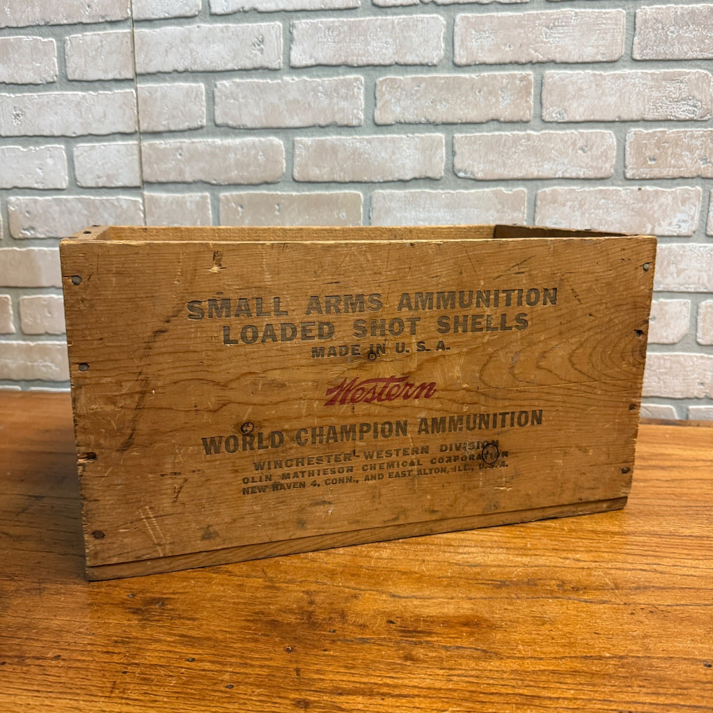 Vintage Western Super X Wooden Ammo Box Crate 10ga Shot Shells Small Arms