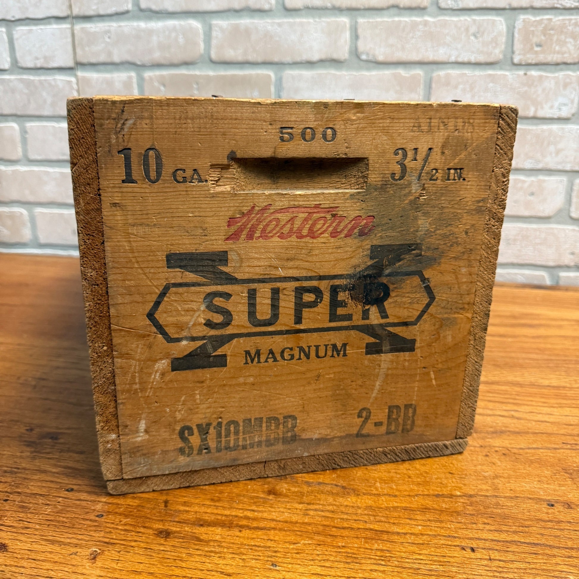 Vintage Western Super X Wooden Ammo Box Crate 10ga Shot Shells Small Arms