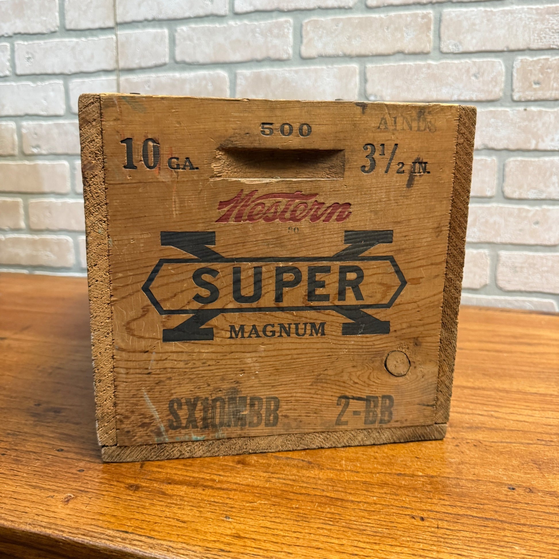 Vintage Western Super X Wooden Ammo Box Crate 10ga Shot Shells Small Arms
