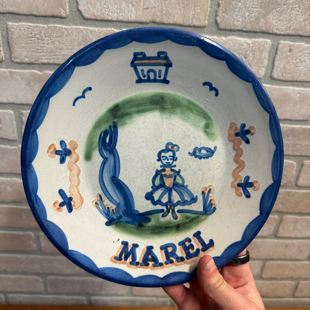 MA Hadley 9" Plate Name Birth Marel Farmer's Daughter Ceramic