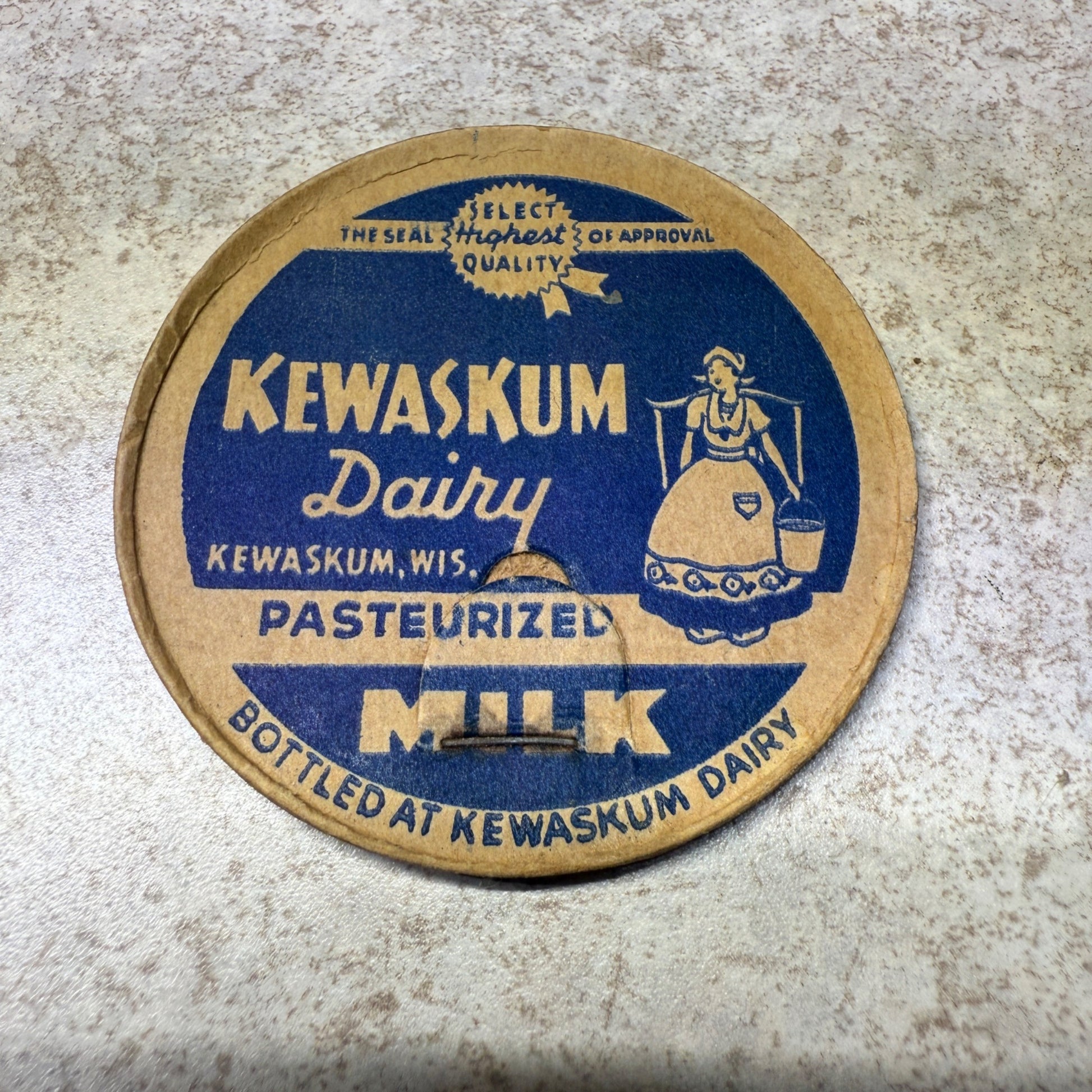 Kewaskum Dairy Wis Milk Bottle Cap Half Gallon Advertising