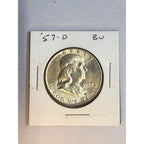 1957-D BU Franklin Silver Half Dollar Coin