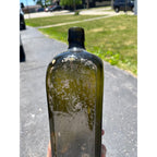 Antique Hand Blown Olive Green Case Gin Bottle Star Base Dutch Holland 1860s