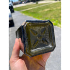 Antique Hand Blown Olive Green Case Gin Bottle Star Base Dutch Holland 1860s