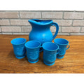 Vintage 1984 Kool-Aid Man Blue Plastic 2-Quart Pitcher + 4 Cups