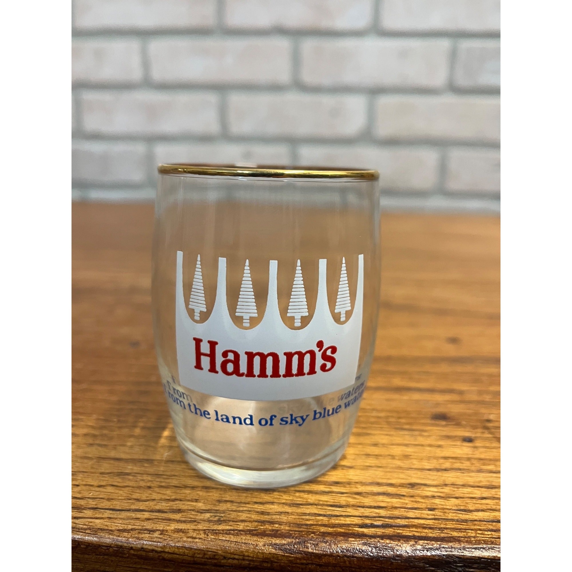 Vintage Hamm's Beer Sample Barrel Glass Tavern Bar 3.25" White Crown