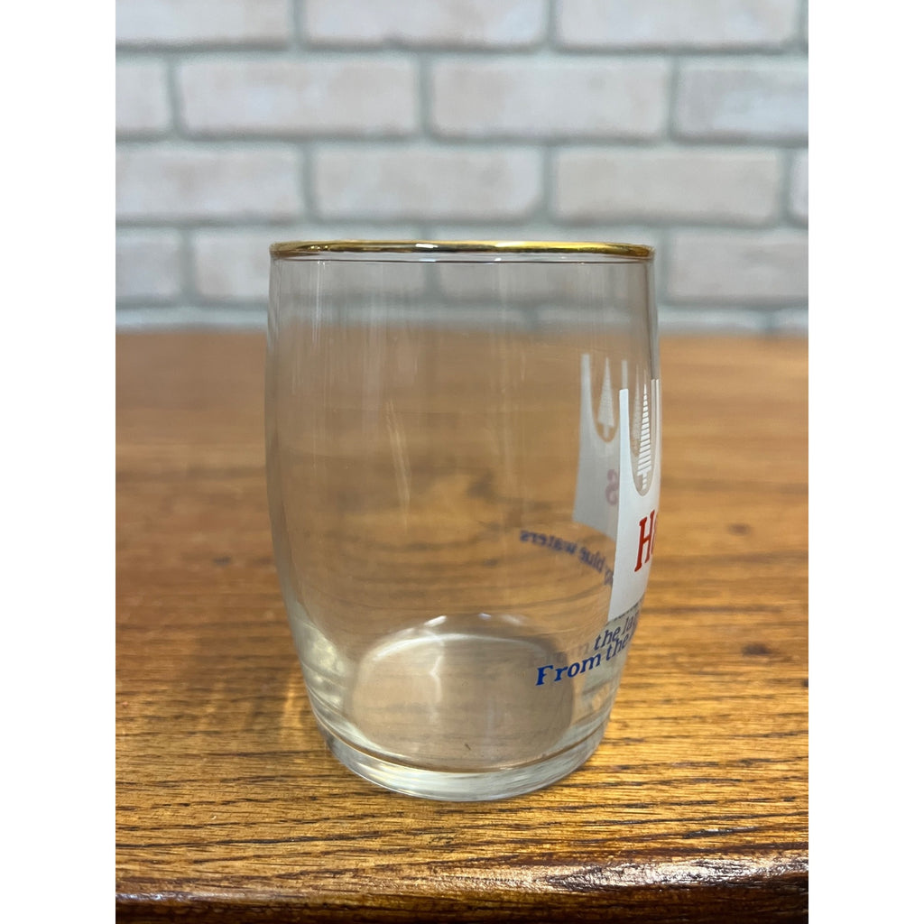 Vintage Hamm's Beer Sample Barrel Glass Tavern Bar 3.25" White Crown