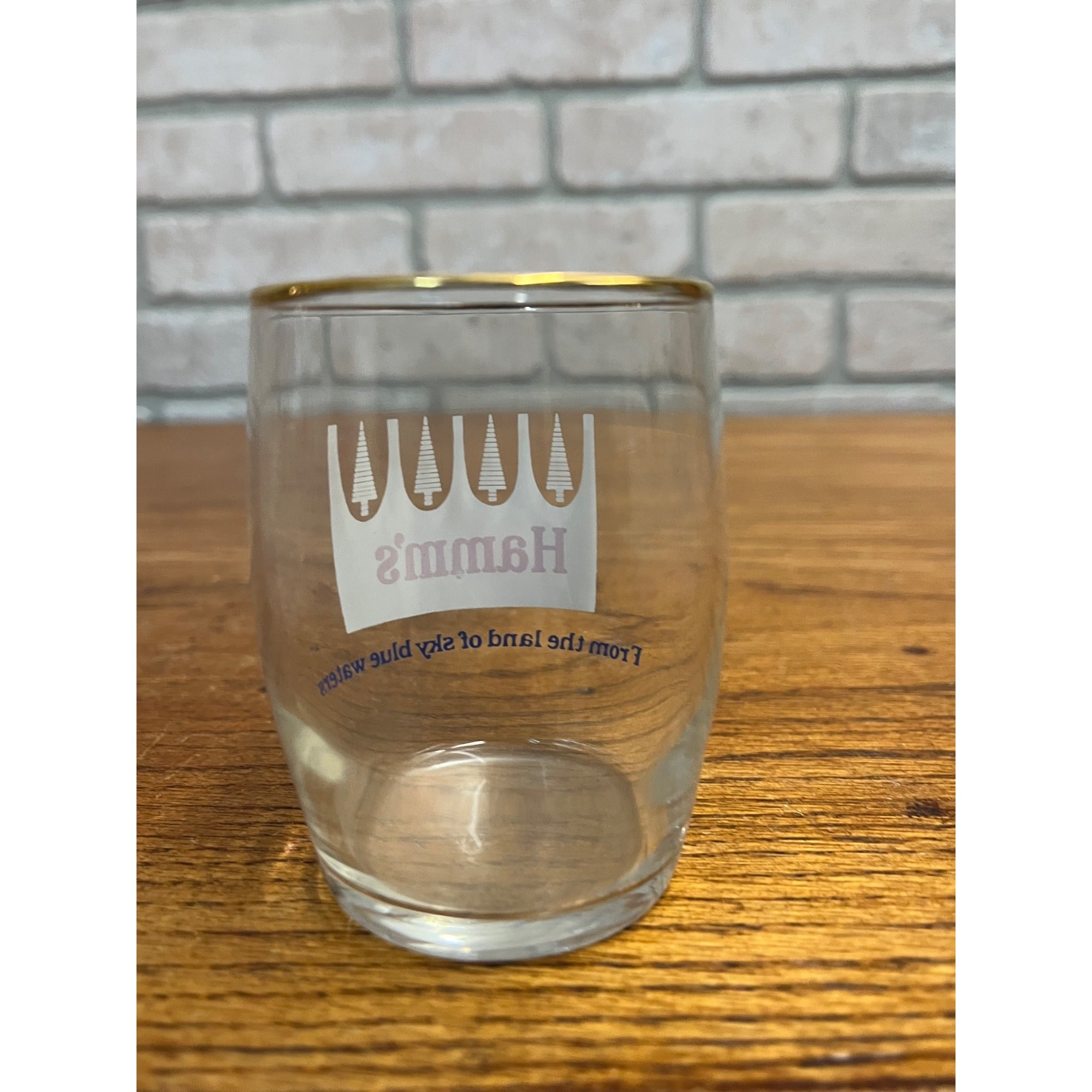 Vintage Hamm's Beer Sample Barrel Glass Tavern Bar 3.25" White Crown