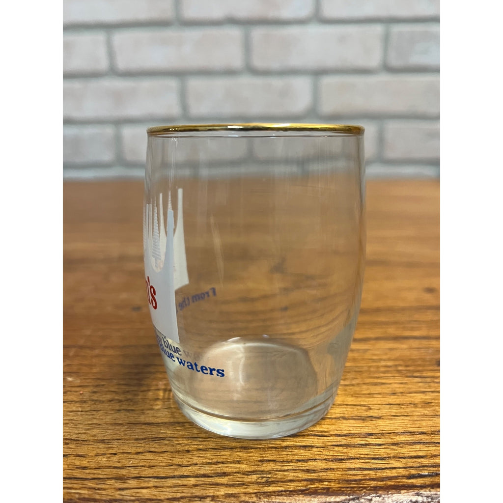 Vintage Hamm's Beer Sample Barrel Glass Tavern Bar 3.25" White Crown