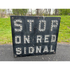Vintage Railroad "Stop on Red Signal" Sign w/ Reflective Cat Eyes Train RR