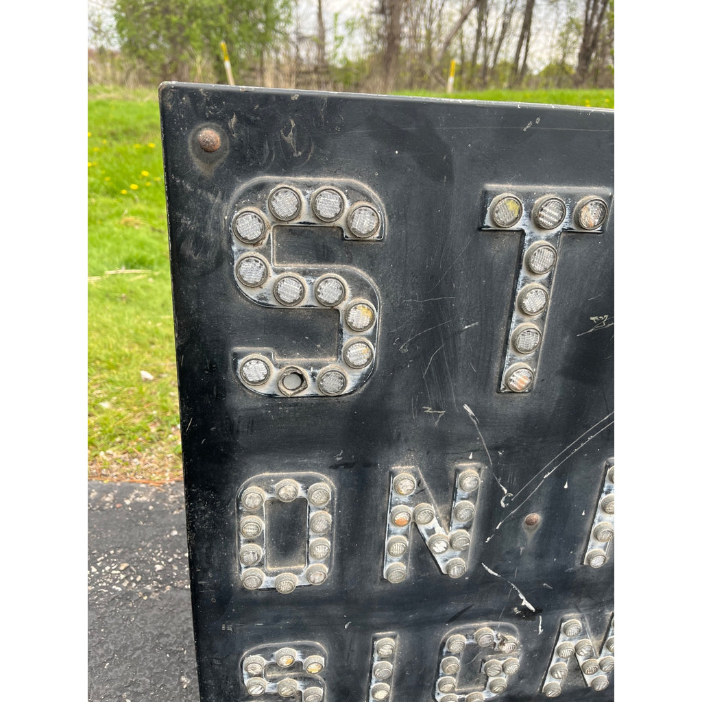 Vintage Railroad "Stop on Red Signal" Sign w/ Reflective Cat Eyes Train RR