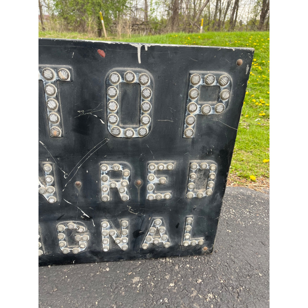 Vintage Railroad "Stop on Red Signal" Sign w/ Reflective Cat Eyes Train RR