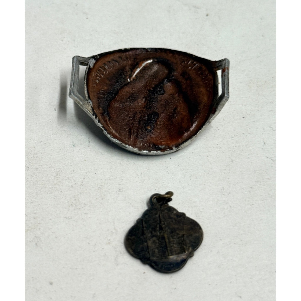 Vintage Catholic Virgin Mary / Madonna & Child Mary Jesus Medal Pendant Charms