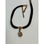 Original Victorian Human Hair Watch Fob Chain Mourning Memento Mori w/ Locket