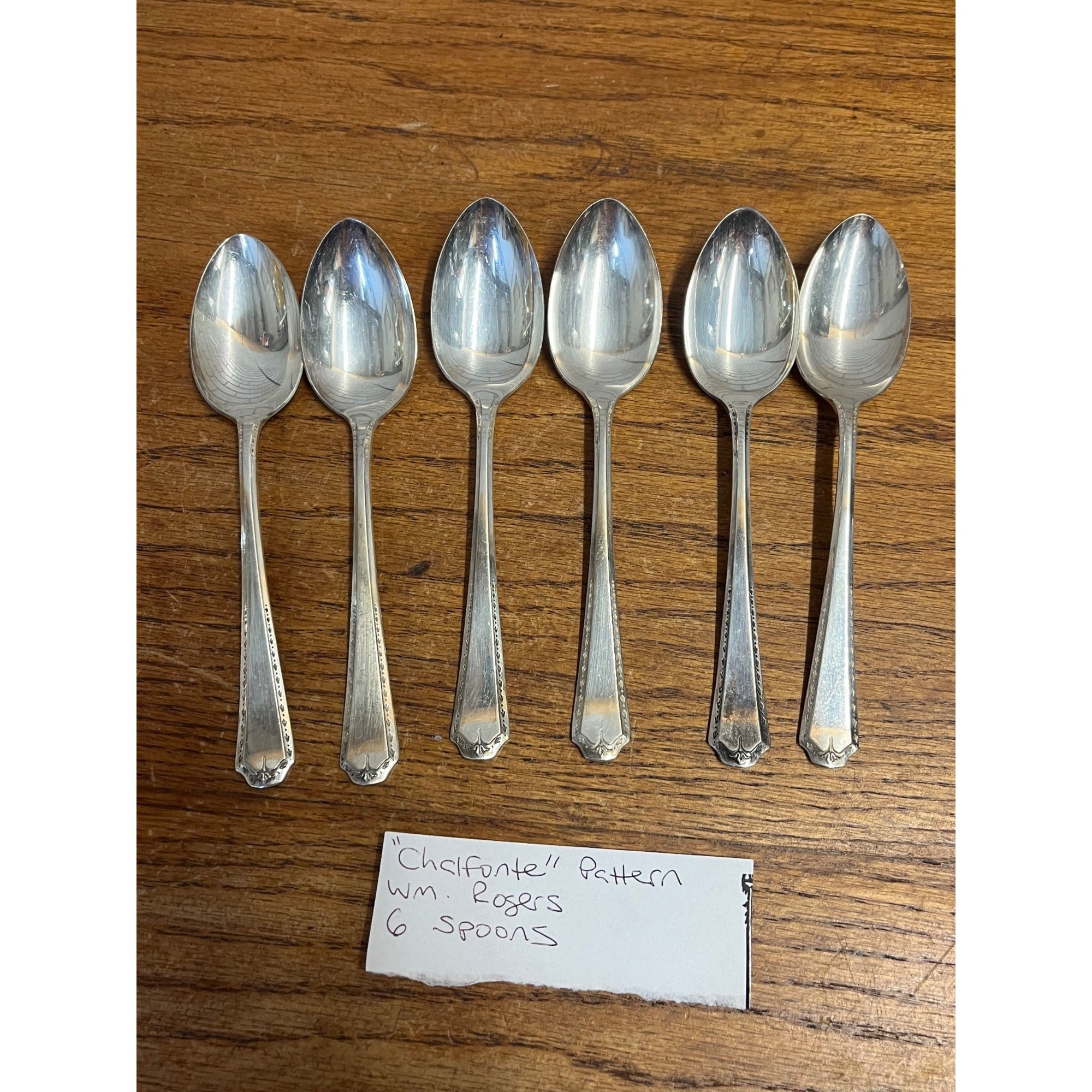 Vintage Oneida Community Stainless Tudor Plate "Chalfonte" Pattern Teaspoons Set of Six (6)