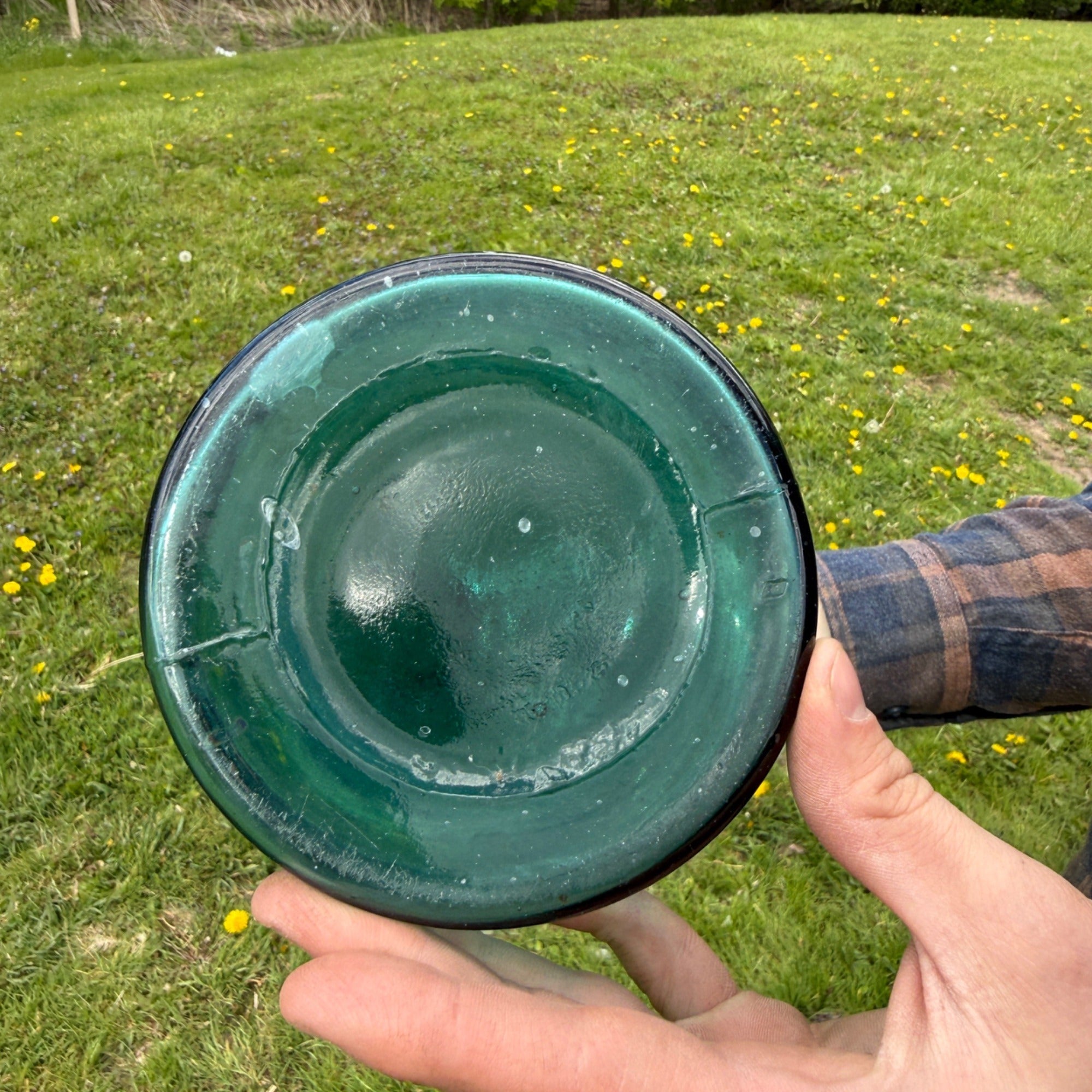 Large 12" Antique Green Aqua Blue Ink Apothecary Medicine Hospital Bottle