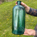 Large 12" Antique Green Aqua Blue Ink Apothecary Medicine Hospital Bottle