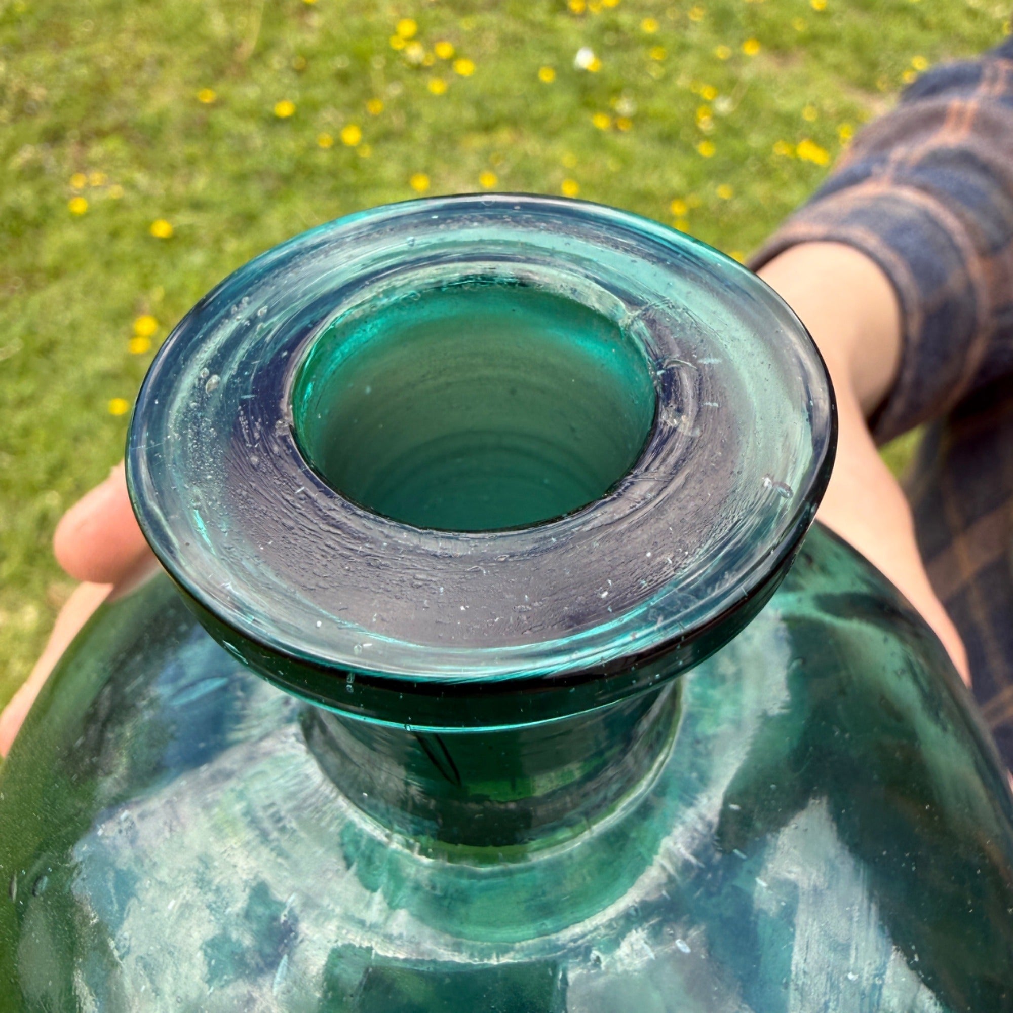 Large 12" Antique Green Aqua Blue Ink Apothecary Medicine Hospital Bottle