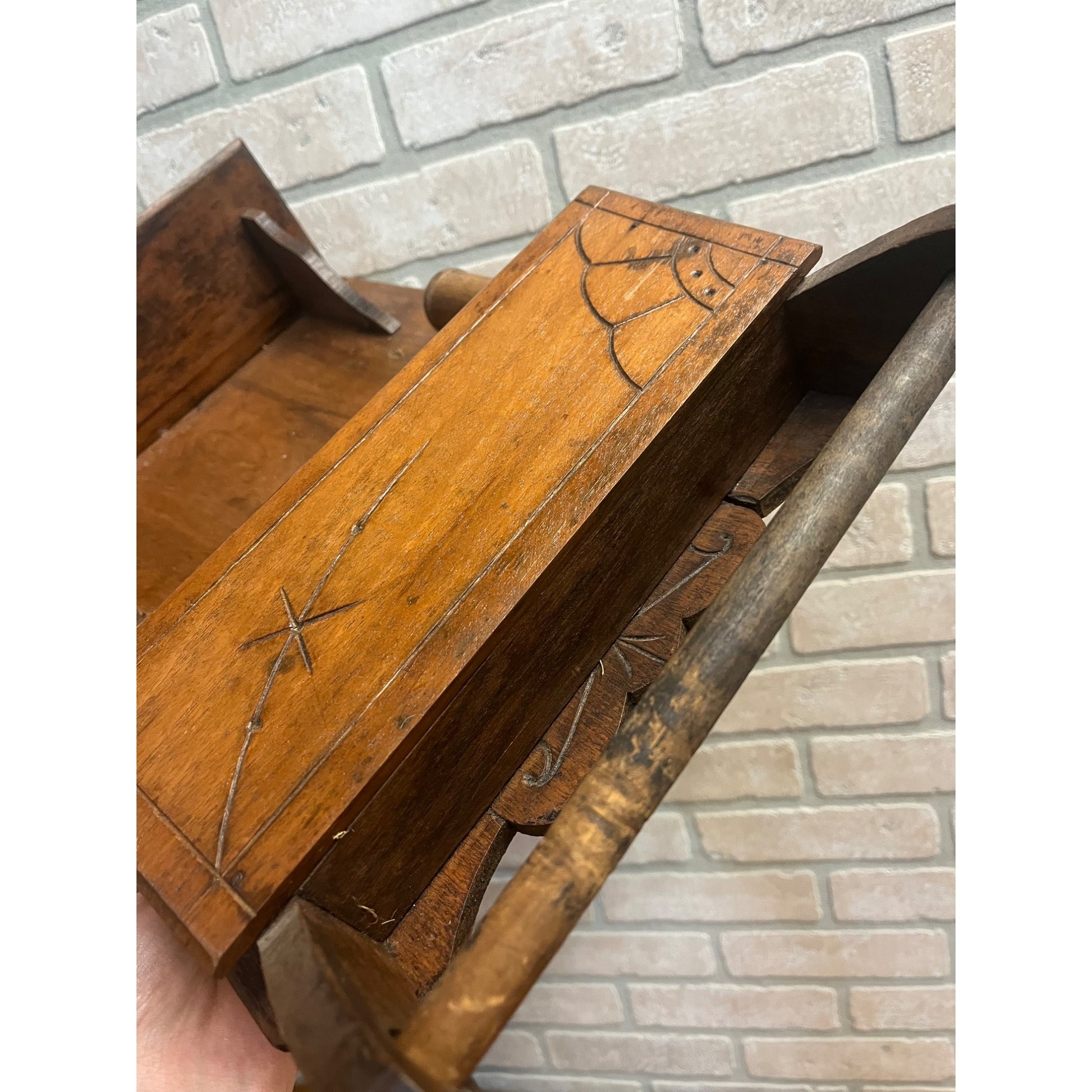 Antique Oak Eastlake Victorian Wall Pocket Shelf w/ Towel Rack & Candle Holders