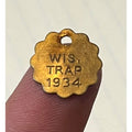 Vintage 1934 Wisconsin Trap Tag Trapping Hunting License