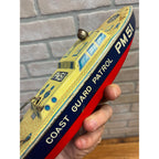 Vintage Marusan Toys Japan PM51 Coast Guard Patrol Tin Boat - Works