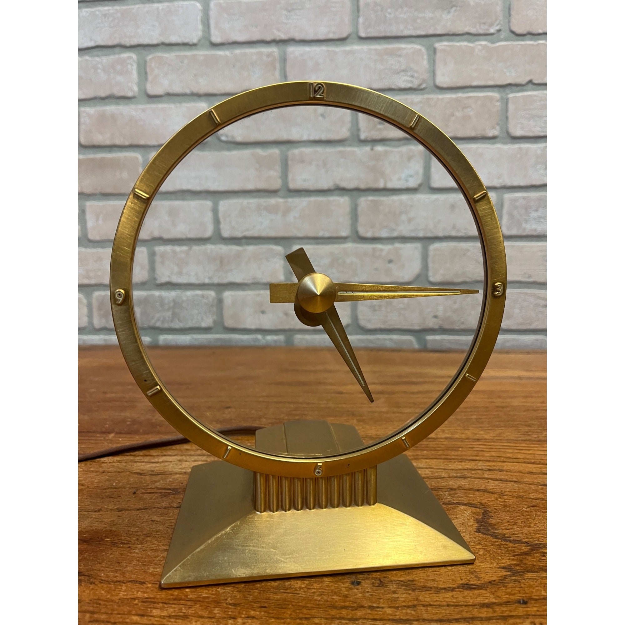 Vintage MCM Jefferson Electric Golden Hour Tabletop Mystery Clock 1949 Transparent Glass Dial Works